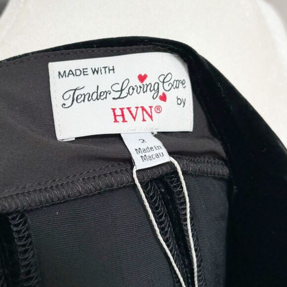 HVN Viv Pleated Chiffon and Velvet Maxi Dress 2 Black NWT - Picture 8 of 10